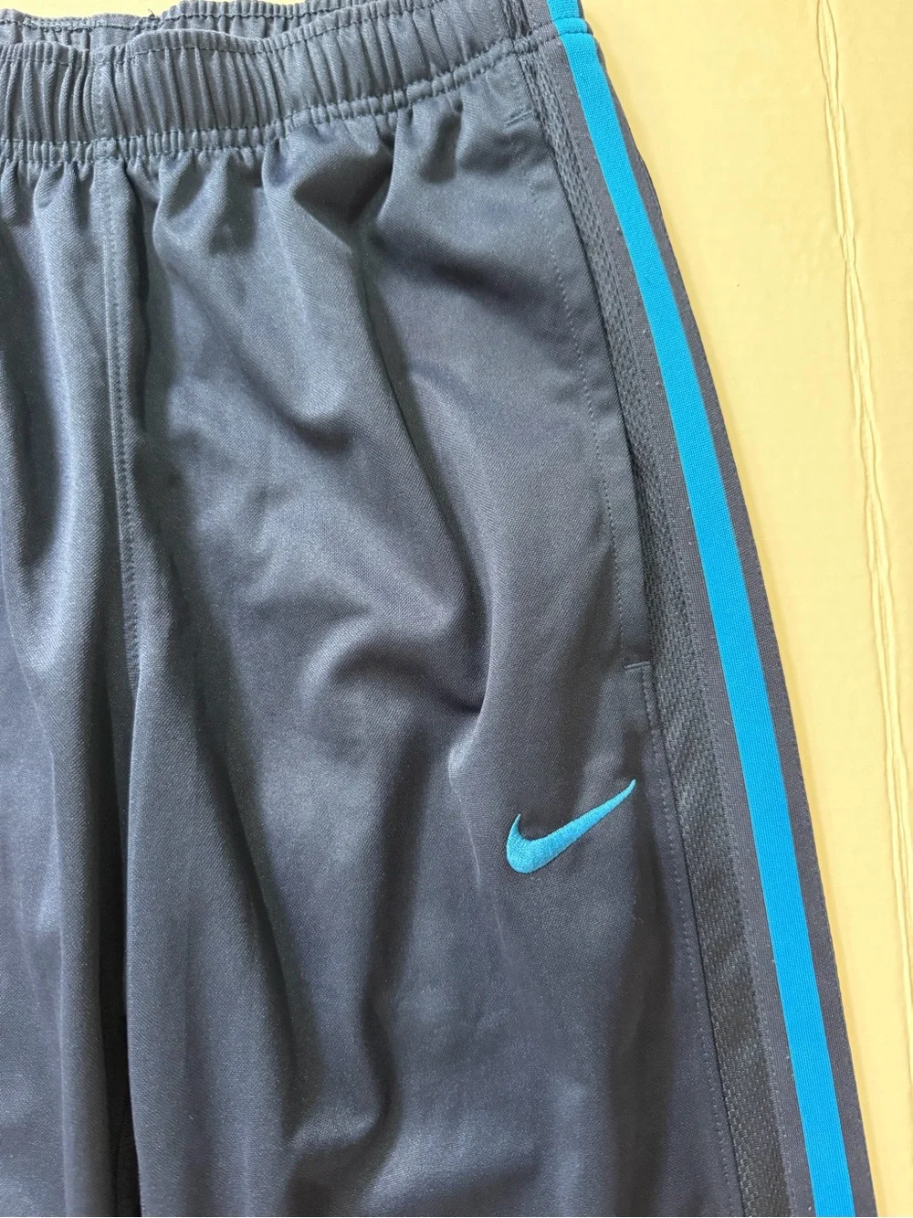 VTG Nike Mens Small Embroidered Swoosh Track Pants Drawstring Y2k Blue Pockets